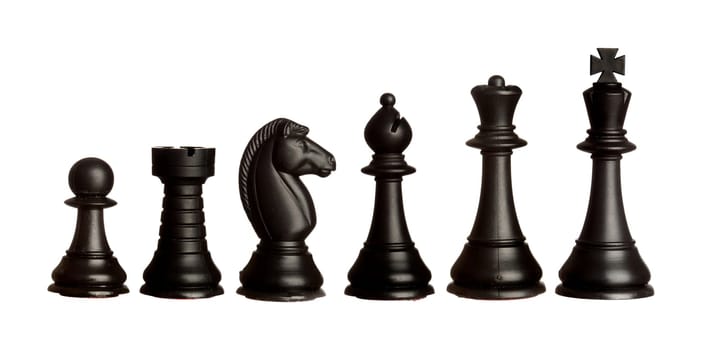 Black chess figures isolated on a white background
