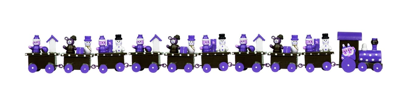Blue Christmas train isolated on a white background