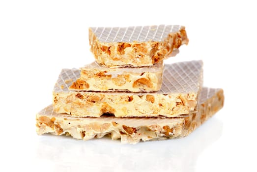 Delicious nougat typical sweet Christmas isolated on a white background