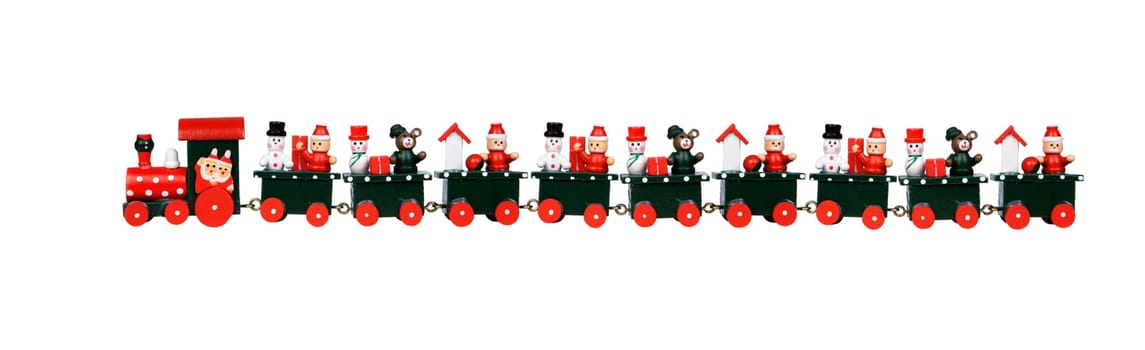 Red Christmas train isolated on a white background