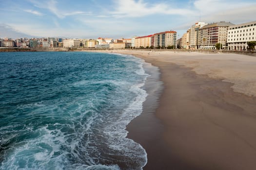 The beach in Coruña, a beautiful town in the North of Spain