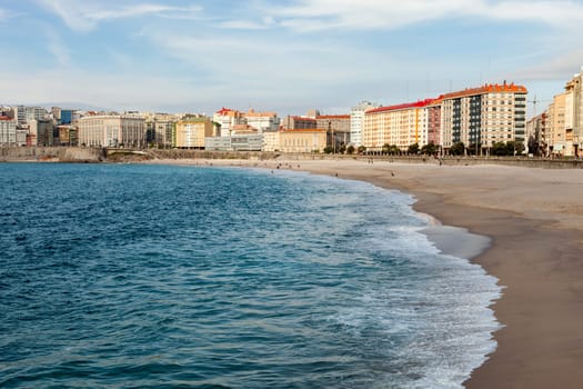 The beach in Coruña, a beautiful town in the North of Spain