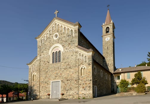 view of ancient church of San Bernardo in Tiglieto village, Ligure inland, Italy.