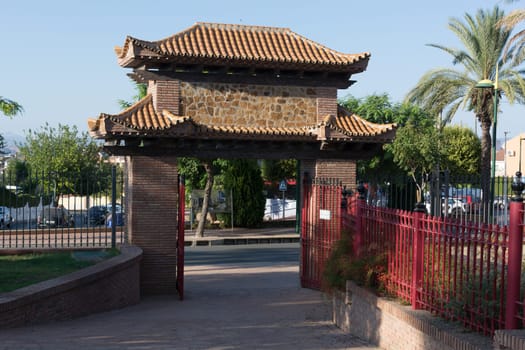 Pagoda, in an open Chinese garden, in Alhaurín de la Torre in Spain