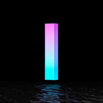 Cyan magenta font Letter I 3D render illustration isolated on black background