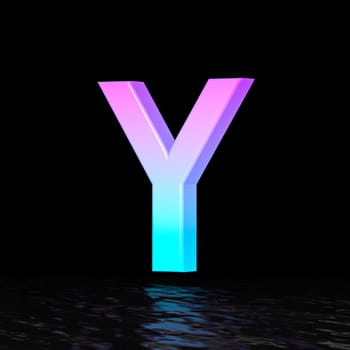 Cyan magenta font Letter Y 3D render illustration isolated on black background