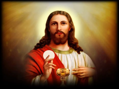 holy jesus christ   illustration sacred wafer