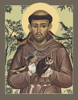 saint francis of assisi holy  illustration  religious