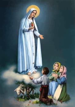 lady holy fatima miracle illustration