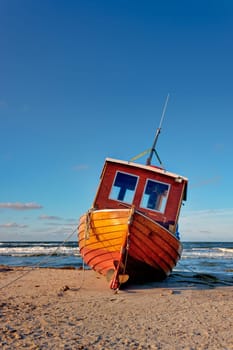 Fishing boat on the beach of Ahlbeck, Usedom island