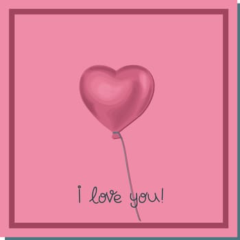 Balloon of newlyweds. Hearts on a string. Love concept. Valentine's day poster square. Trendy illustration on the theme of love. Vector illustration.