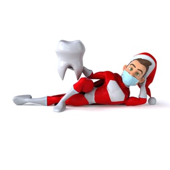 Fun 3D illustration of a cartoon Santa Claus with a mask