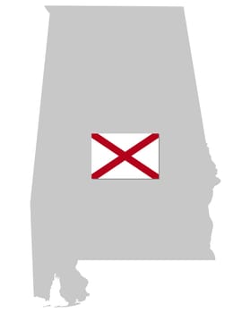 Fahne und Landkarte von Alabama