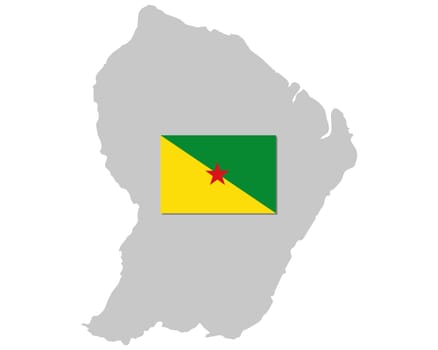 Fahne und Landkarte von Französisch Guyana
