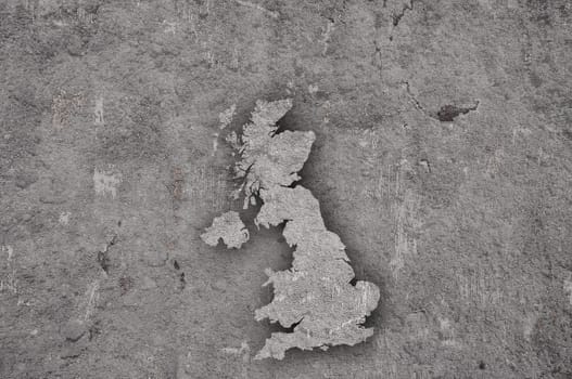 Map of Great Britain on weathered concrete