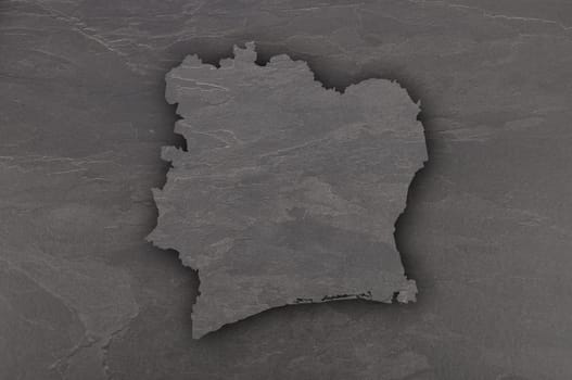 Map of Ivory Coast on dark slate