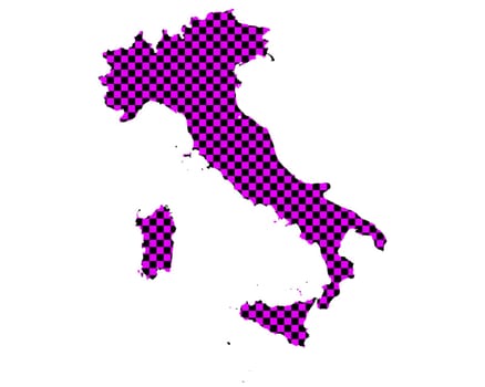 Map of Italy in checkerboard pattern