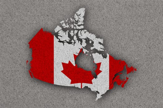 Map and flag of Canada on felt