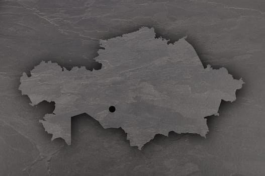 Map of Kazakhstan on dark slate