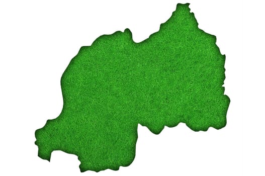 Map of Rwanda on green felt