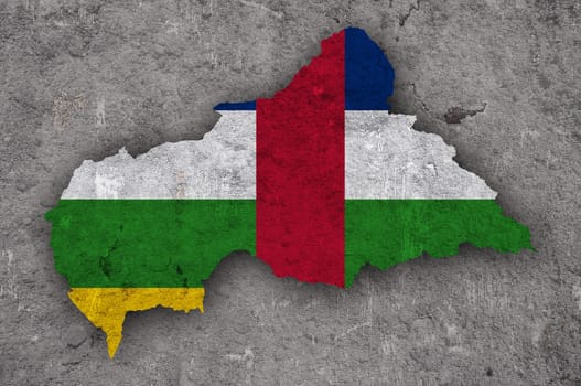 Map and flag of Central African Republic on weathered concrete