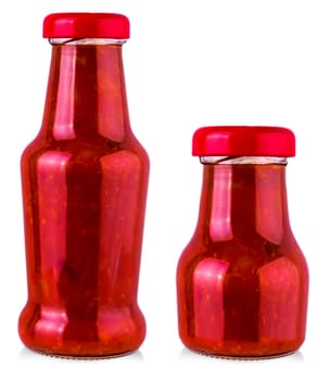 The Bottle of Ketchup isolated on white background with clipping path