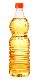 The Bottle of sunflower oil isolated on white background
