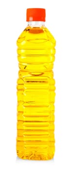 The Bottle of sunflower oil isolated on white background
