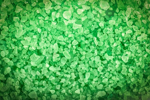 The green aromatic bath salt background. Close up