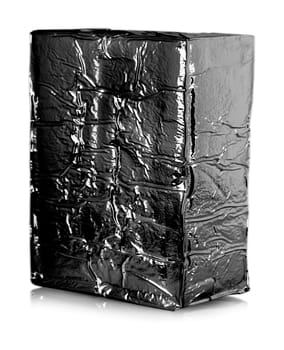 The black Aluminum bag isolated on white background.. Close up