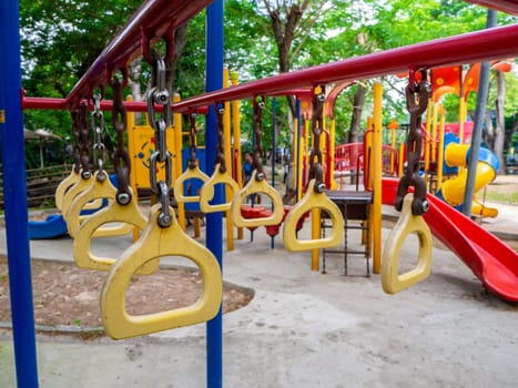 The Colorful playground on yard in the park.