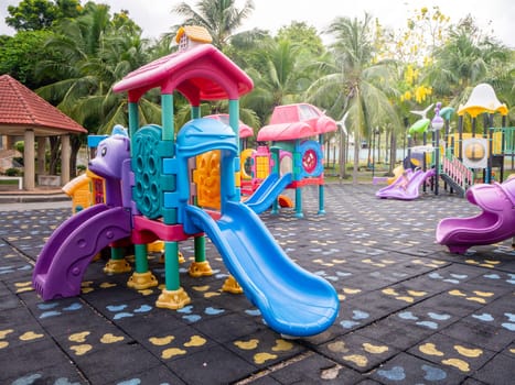 The Colorful playground on yard in the park.