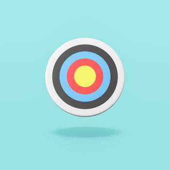 Colorful Arrow Target Isolated on Flat Blue Background with Shadow 3D Illustration