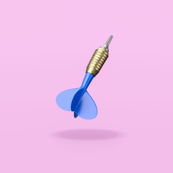 Cartoon Blue Dart Isolated on Flat Purple Background with Shadow 3D Illustration
