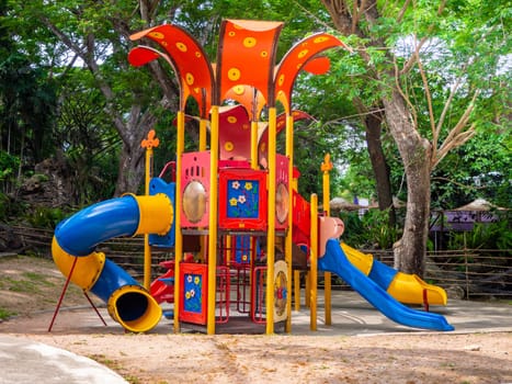 The Colorful playground on yard in the park.