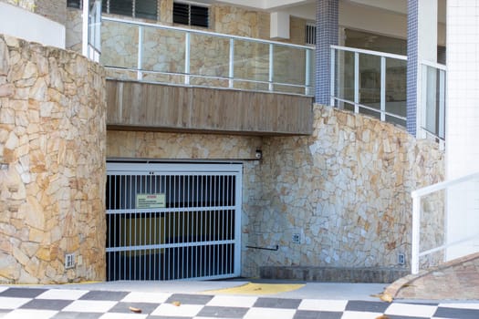 entrance apartment stones wall garage exterior