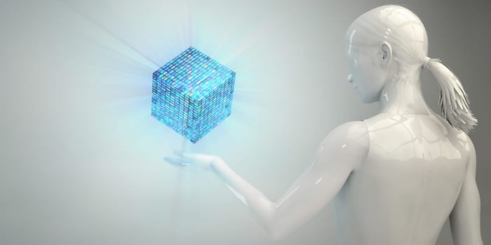 Science Research Background with Moving Data Art
