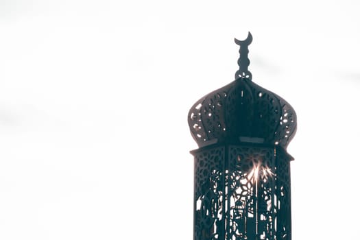 Ramadan Kareem background. Mosque silhouette on white.