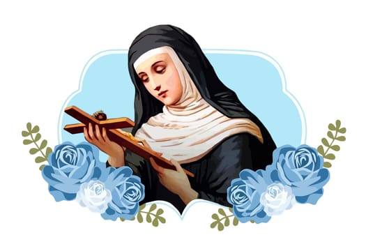 saint  Rita of Cascia is the patron saint of impossible causes catholic church holy spiritual religion illustration