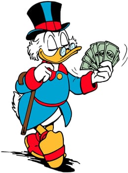 uncle scrooge mcduck richest duck in the world illustration cartoon