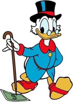 uncle scrooge mcduck richest duck in the world illustration cartoon