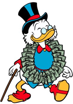 uncle scrooge mcduck richest duck in the world illustration cartoon