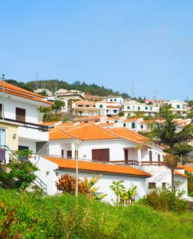 Village typical residential buildings. Madeira island, Portugal