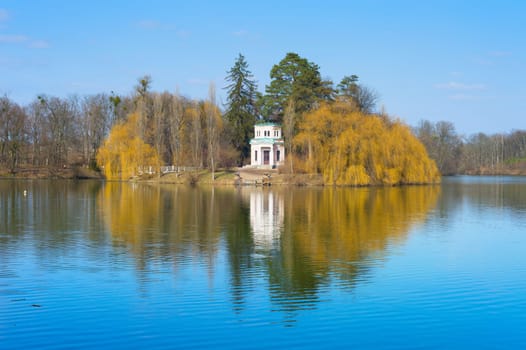 Sophia National Park in the spring at sunset. Famous tourist destination. Uman, Ukraine