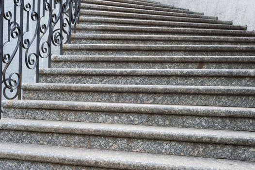 Big marble curve stairs. Kiev-Pechersk Lavra monastery. Kiev, Ukraine