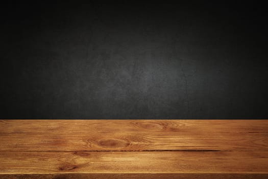 The background is blank wooden boards and a textured plastered wall with lighting and vignetting. For product demonstrations, free space, layout, mockup, perspective board, background board.