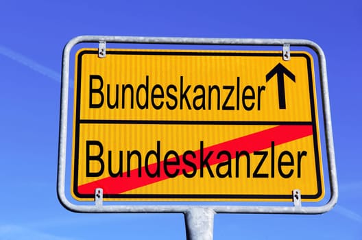 A German street sign with chancellor to chancellor
