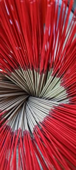 The top view of the red incense stick. Incense used to worship sacred things
