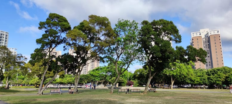 Linkou Sports Park, Taiwan-Apr 21, 2021 - Beautiful Sports Park and Beautiful Sky in New Taipei City, New Taipei City, Taiwan