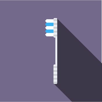 White  toothbrush icon in flat style on a violet background